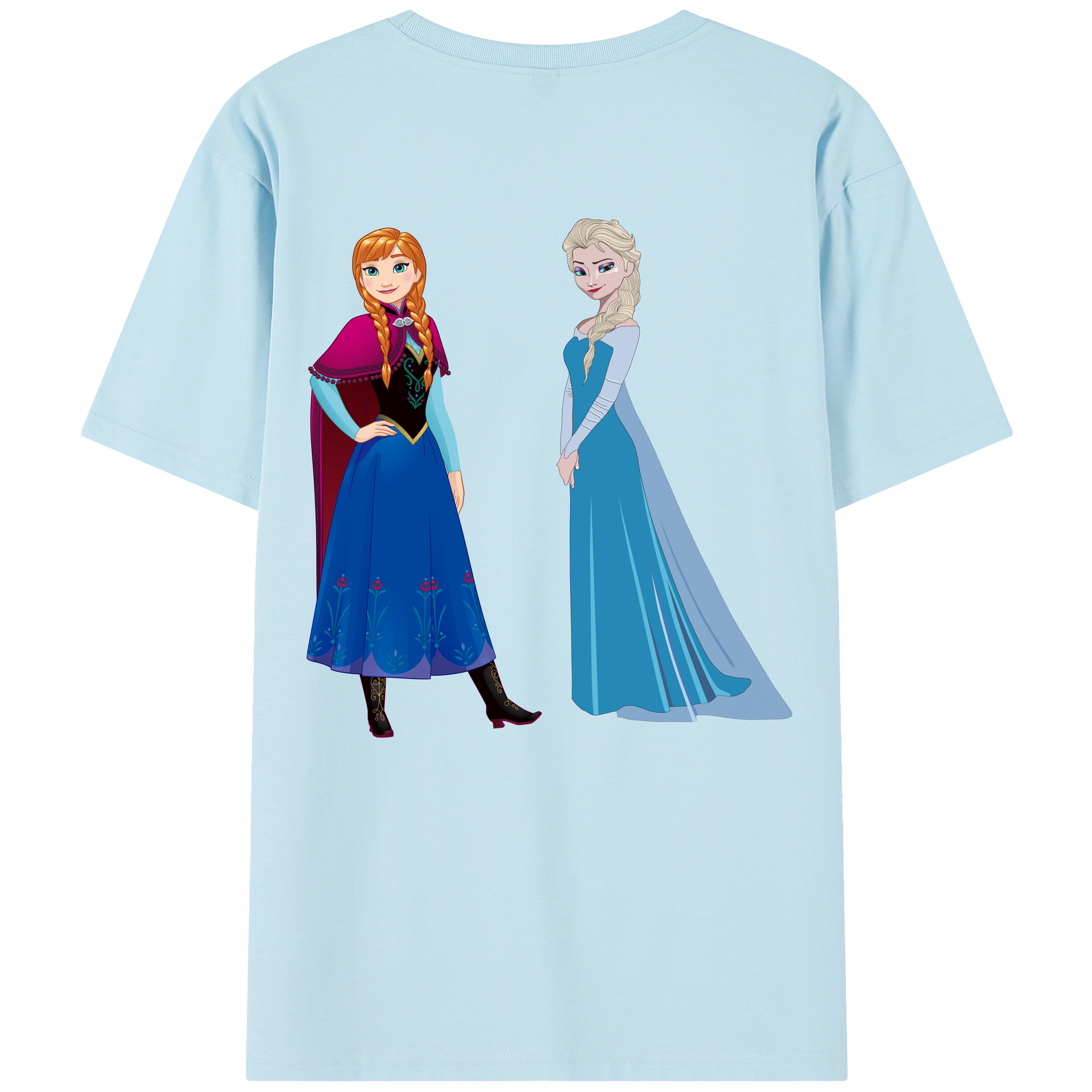 （画像用） アナと雪の女王 アンナ エルサ Frozen Anna Elsa 綿100％半袖Tシャツ（背面プリント）
